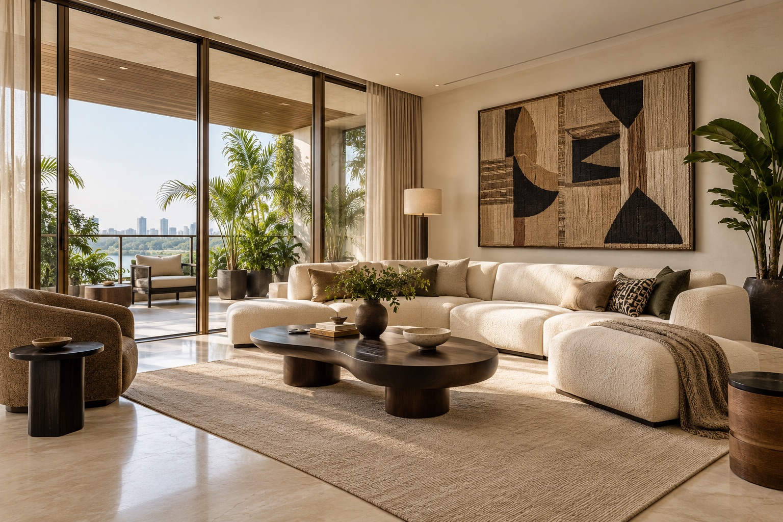 AI-generated concept of a Lagos luxury apartment living room